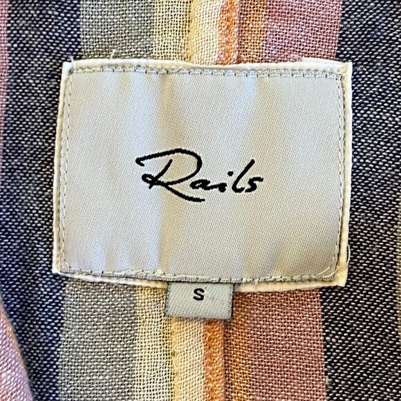 Rails Marley Linen Top Mandalay Stripe Button Front Tie Front Small - Picture 5 of 8